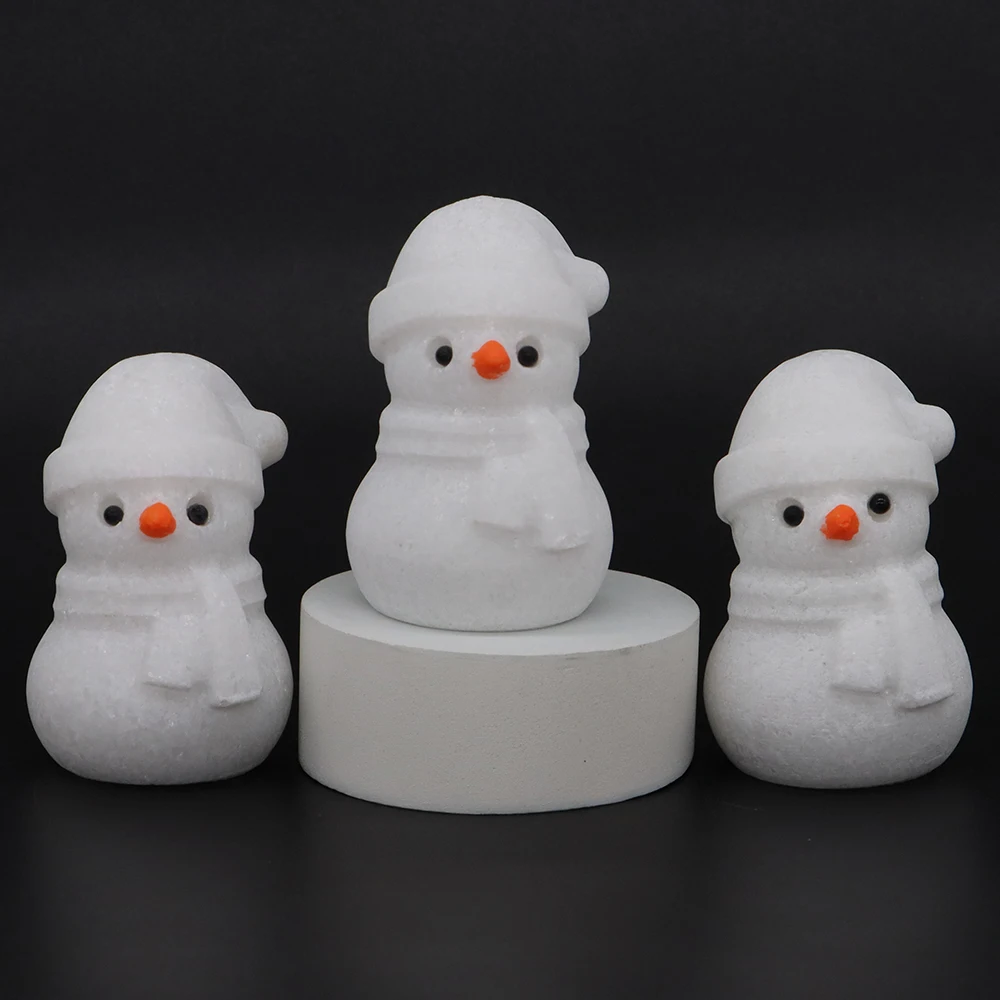 

2" Snowman Statue Natural Frosted White Jade Healing Matte Stone Carved Reiki Gemstone Handicraft For Home Decor Christmas Gifts