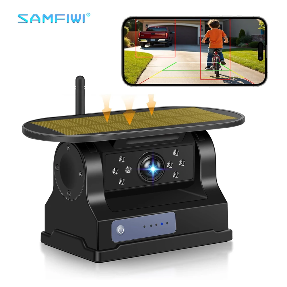 

WiFi Magnetic Solar Wireless Backup Camera for IOS Android 720P DVR Night Vision Waterproof Easy Install for Truck RV Trailer