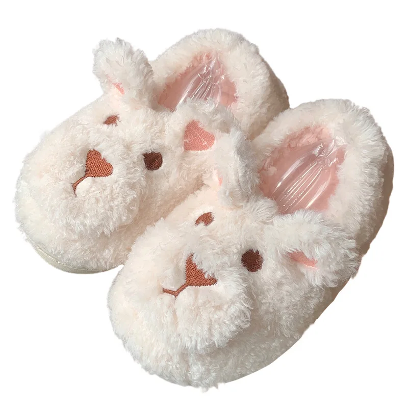 Cute Plush Home Slipper For Women 2023 Winter Warmth Indoor Anti Slip Cartoon Dog Home Cotton Slippers For Female