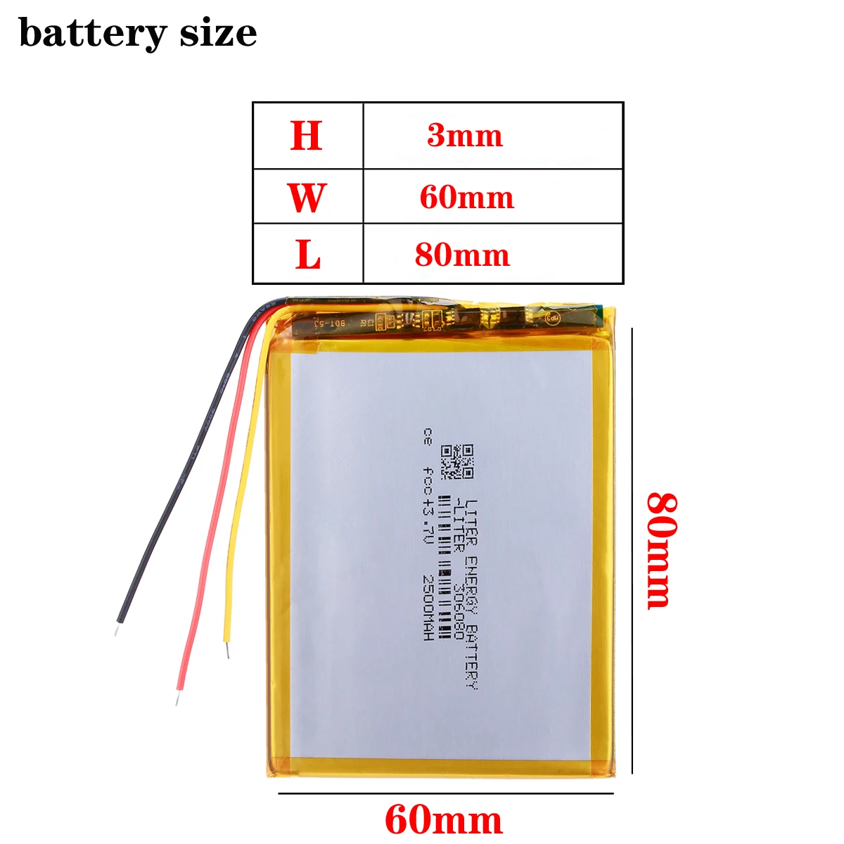 Three lines 3.7 V  polymer Lithium Battery 306080 286080 2500 Mah Love Landing Pda Smart Tablet Computer