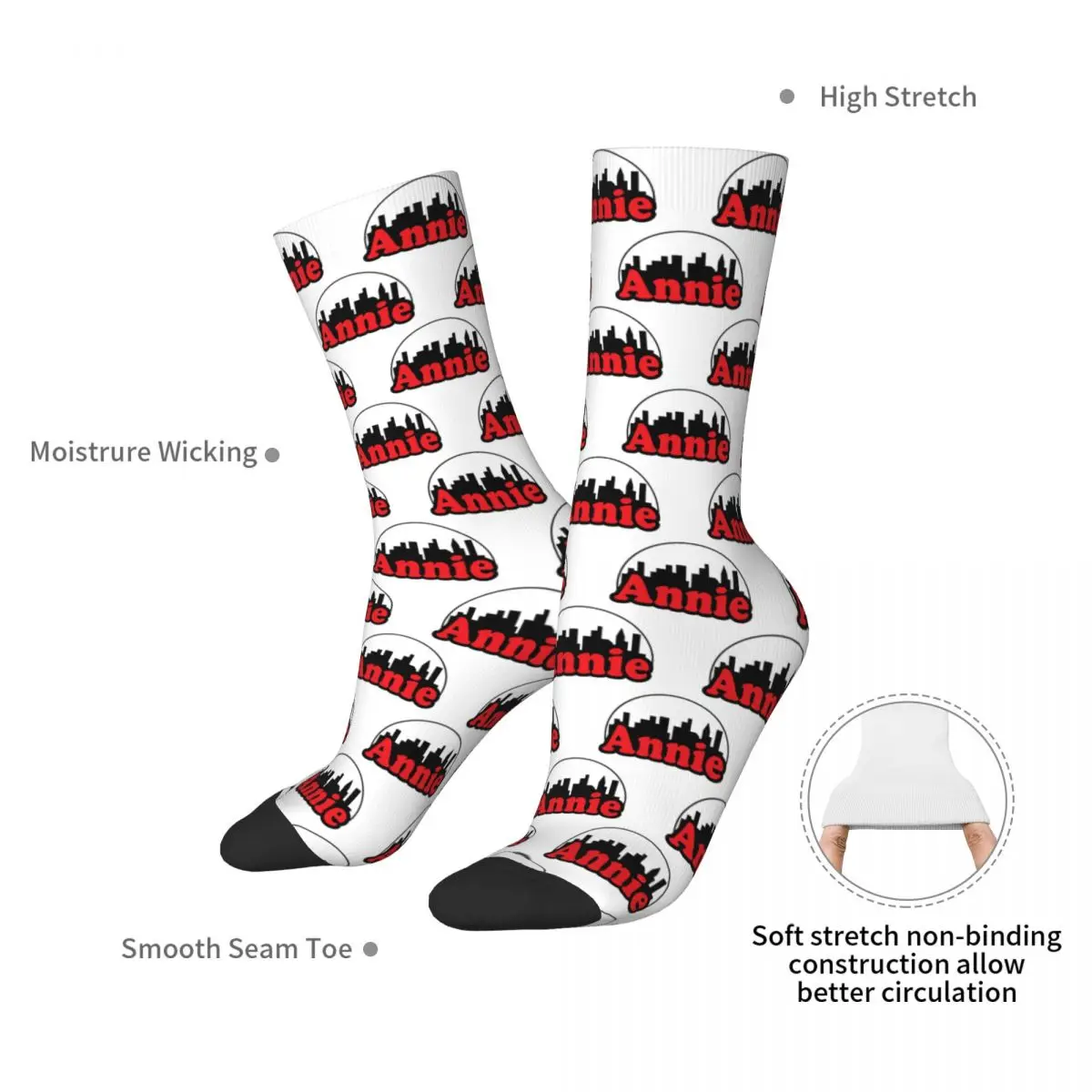 Annie Musical New York Skyline Socks Harajuku Super Soft Stockings All Season Long Socks Accessories for Unisex Gifts