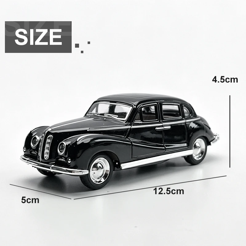 Modelo de Carro Clássico BMW em Liga Metálica Fundida 1:36, Miniatura de Carro Retrô com Fricção para Coleção e Exibição de Presente