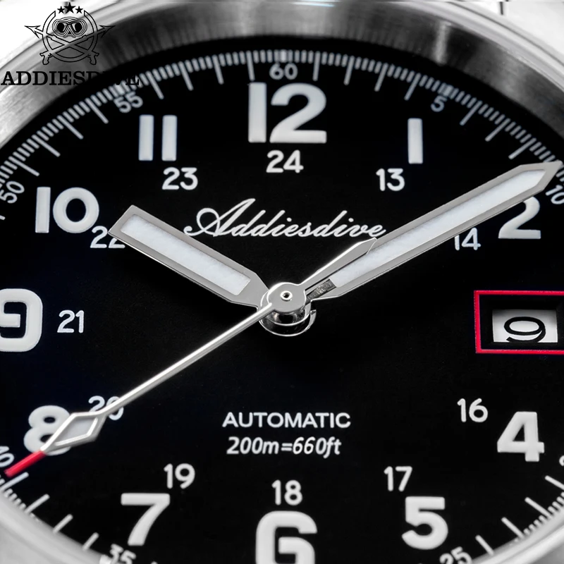 Addiesdive ساعات المعصم الميكانيكية للرجال 39 مللي متر العلامة التجارية الأعلى الياقوت الزجاج BWG9 ساعة مضيئة 200 متر مقاوم للماء ساعة كلاسيكية عتيقة