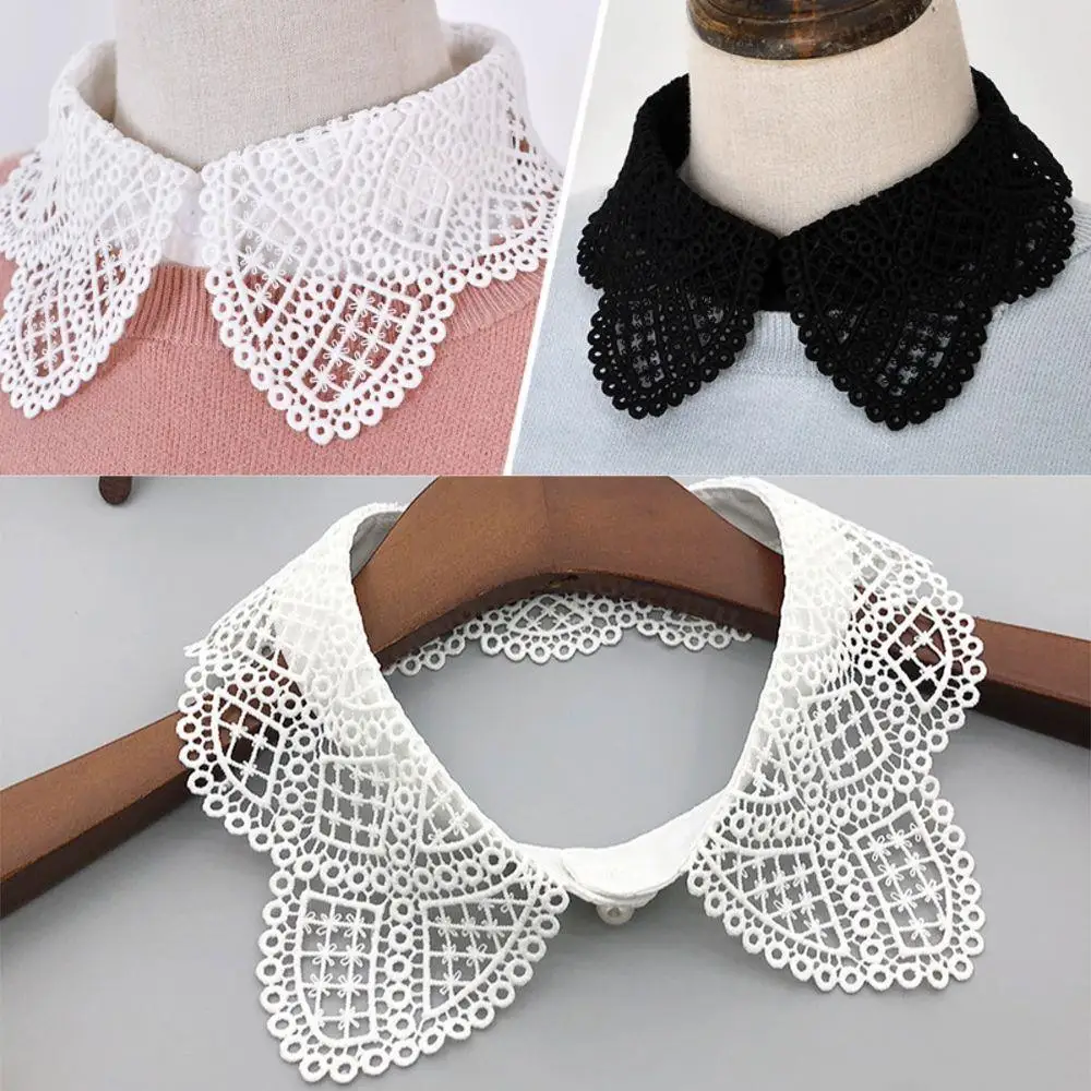 1pc camisa clássica gola falsa renda preto branco vintage destacável lapela babados blusa gola falsa roupas femininas acessórios