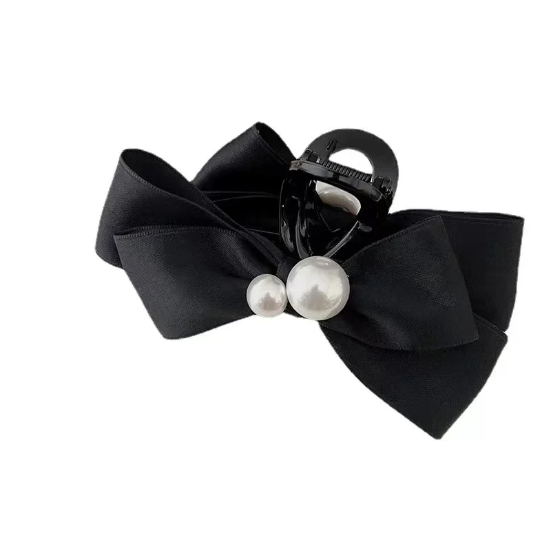 Exquisite Pearl Large Bow Grasp Clip Large Elegant Crab Ponytail Braid Claw Clip Trendy Sweet Girl Hair Clip Hair Accessories