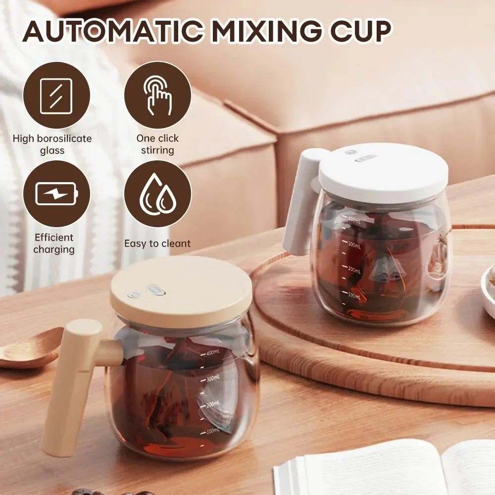 

Electric Mixing Cups for Drinks Self Stirring Coffee Cup Portable Glass Mug Automatic Mix Cup for Juice Milk Milk Tea Soy Milk