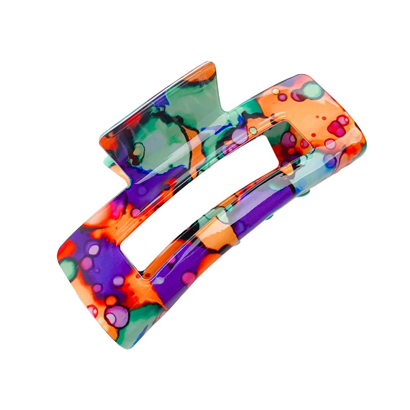 New Ladies Retro Large Square Hair Claw Summer Fashion Crab Hair Clip Acetate Color Shark Clip Hair Accessories Gift