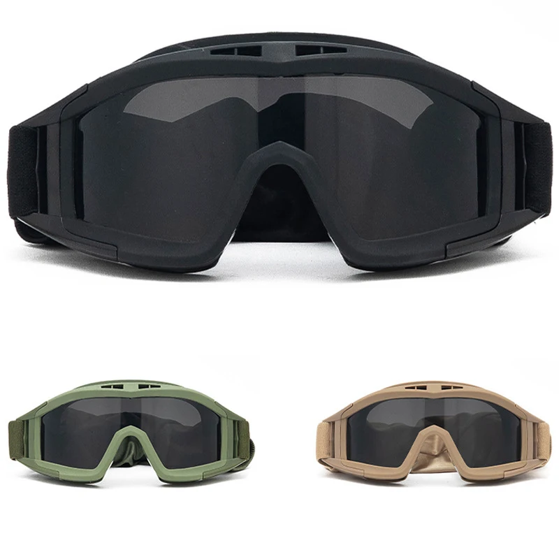 Tactical Goggles Military Shooting Sunglasse Motorcycle Off Road Bike Army Airsoft Paintball Eyewear Dustproof Wind-Proof 3 Lens