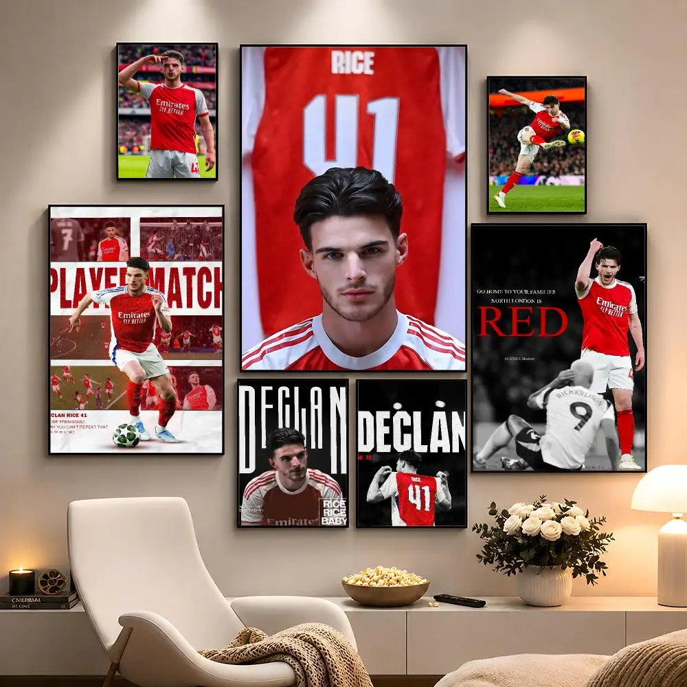 Athlete Declan Rice Football Star Poster Peel And Stick Wall Art PP Waterproof HD Bedroom Living Room Home Decor Gift
