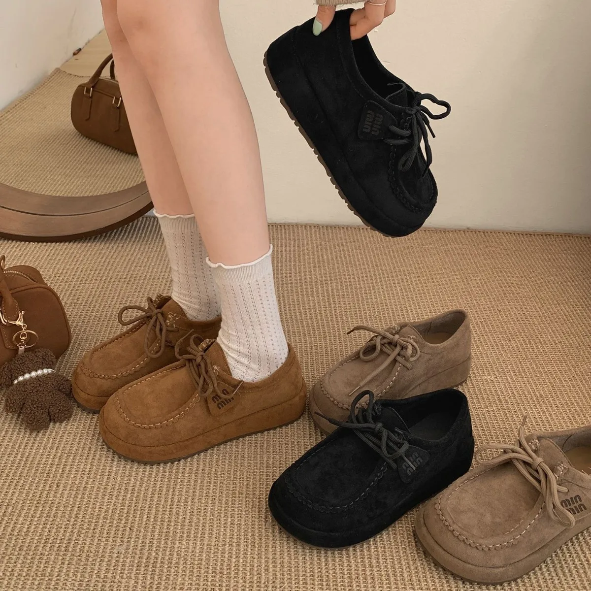 

Женские туфли Birkenstocks на французской платформе в стиле ретро, новинка осени 2025, универсальные лоферы с юбкой, одинарные туфли