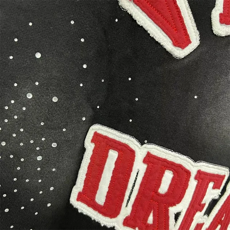 شعار مطرز VALLEY كلاسيكي هوديس الرجال النساء 1:1 أفضل جودة خمر غسلها فالي الأسود سستة بلوزات