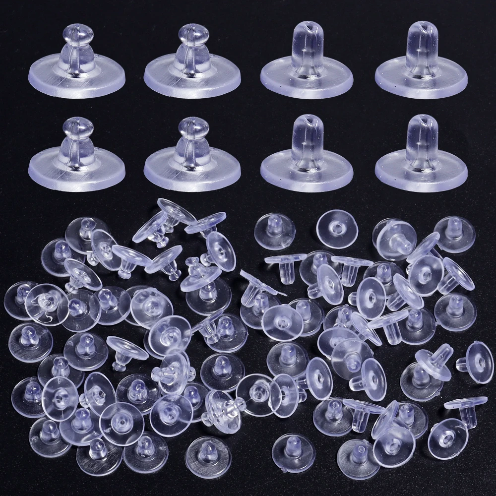 100pcs 11mm Earrings Rubber Earring Back Silicone Round Ear Plug Blocked Caps Earrings Back Stoppers Supplies DIY Earrings