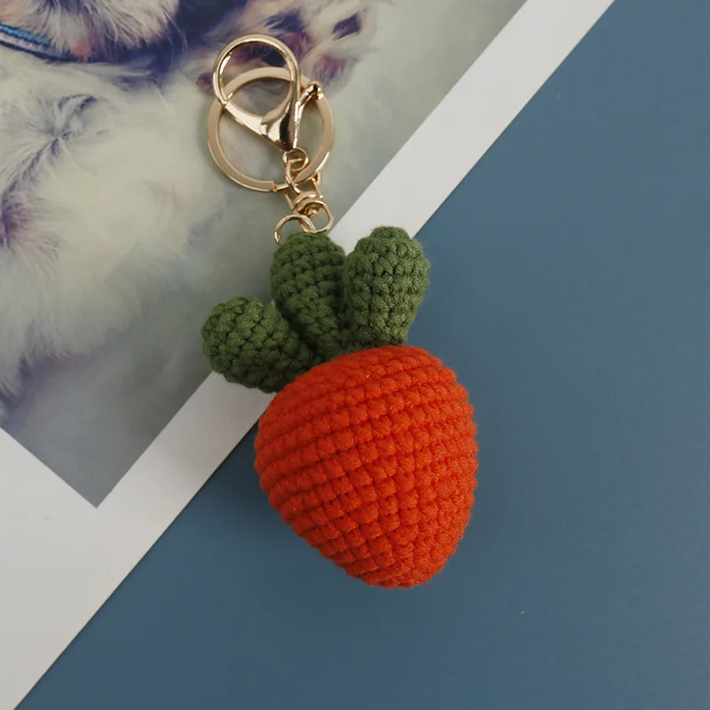 Pingente Cenoura Criativa Mão-Tecido, Lã Crochet Fruit, Acessórios Cute Bag, Encanto do telefone móvel, Presente da personalização