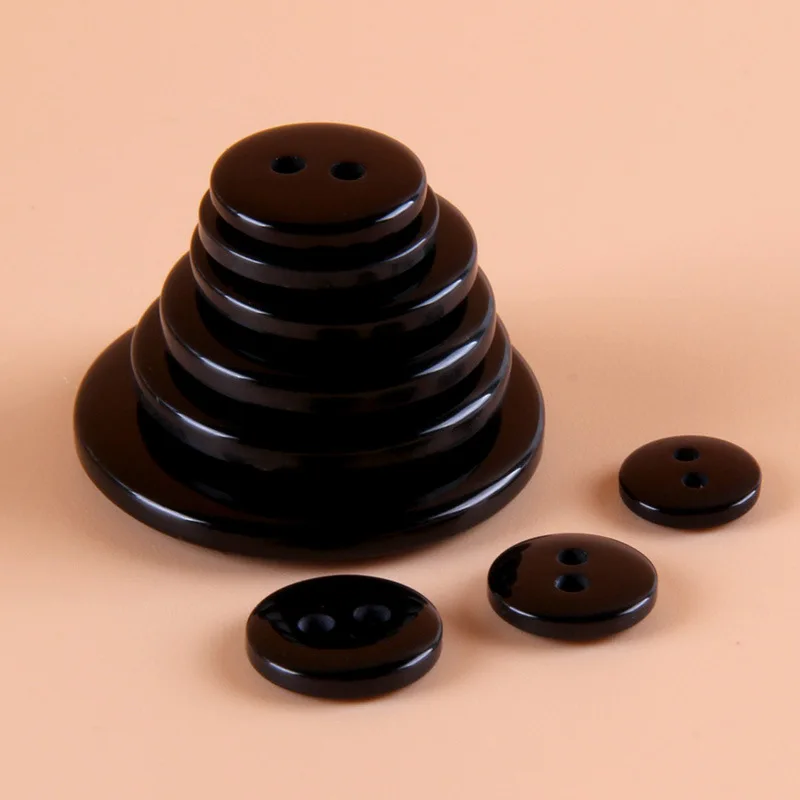 9-25 مللي متر اثنين ثقوب أزرار صغيرة لوحة سوداء دعوى زر الخبز الراتنج الجولة أزرار خياطة scrapبها بنفسك سكرابوكينغ