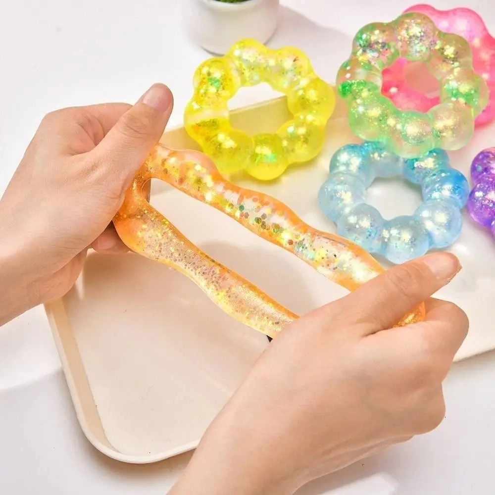 Sequin Donut Maltose Fidgets Fun Squeeze Elasticity Maltose Decompression Bracelet Slow-rebound Maltose Texture