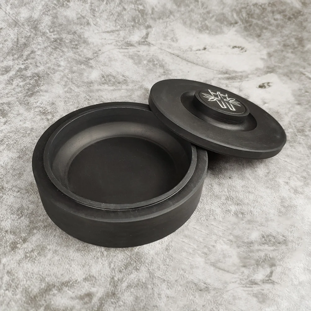 1pc 4 Inch Round Yan Inkstone Chinese Traditional Calligraphy Smooth Surface For Beginners With Cover Painting