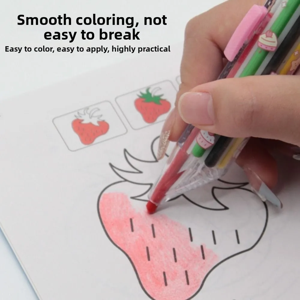 8in1 Multicolor Crayons 8-Color Push Style Graffiti Tool Creative Easy Grip Painting Pens Office School Supplies
