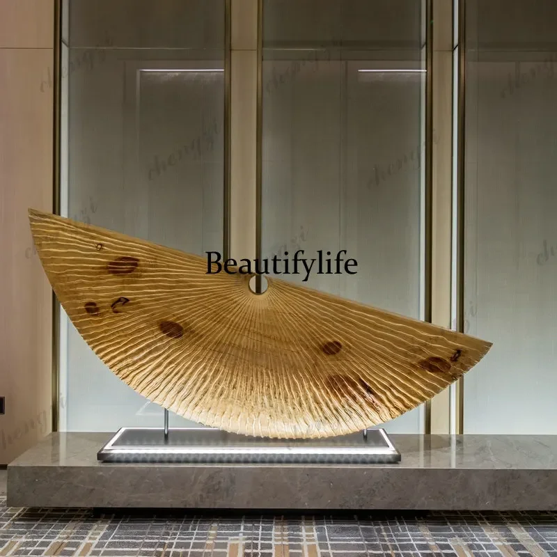 A4567 Abstract half-moon wood carving handicrafts decorative ornaments hotel lobby clubhouse model room porch sculpture artwork