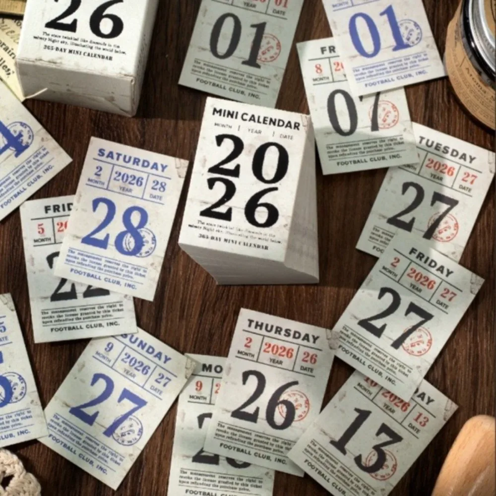 

Винтажный мини-календарь на 2026 год, милый календарь на 365 дней, школьные и офисные принадлежности, канцелярские принадлежности, планировщик, расписание, бумага для заметок