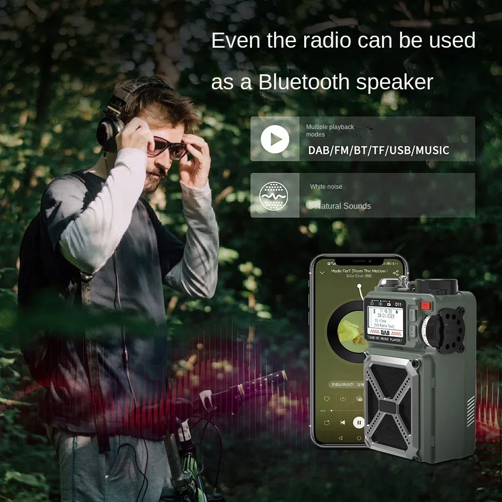 2024 nuovo esterno portatile a manovella Radio di emergenza solare altoparlante Bluetooth stile militare DAB Radio Generator