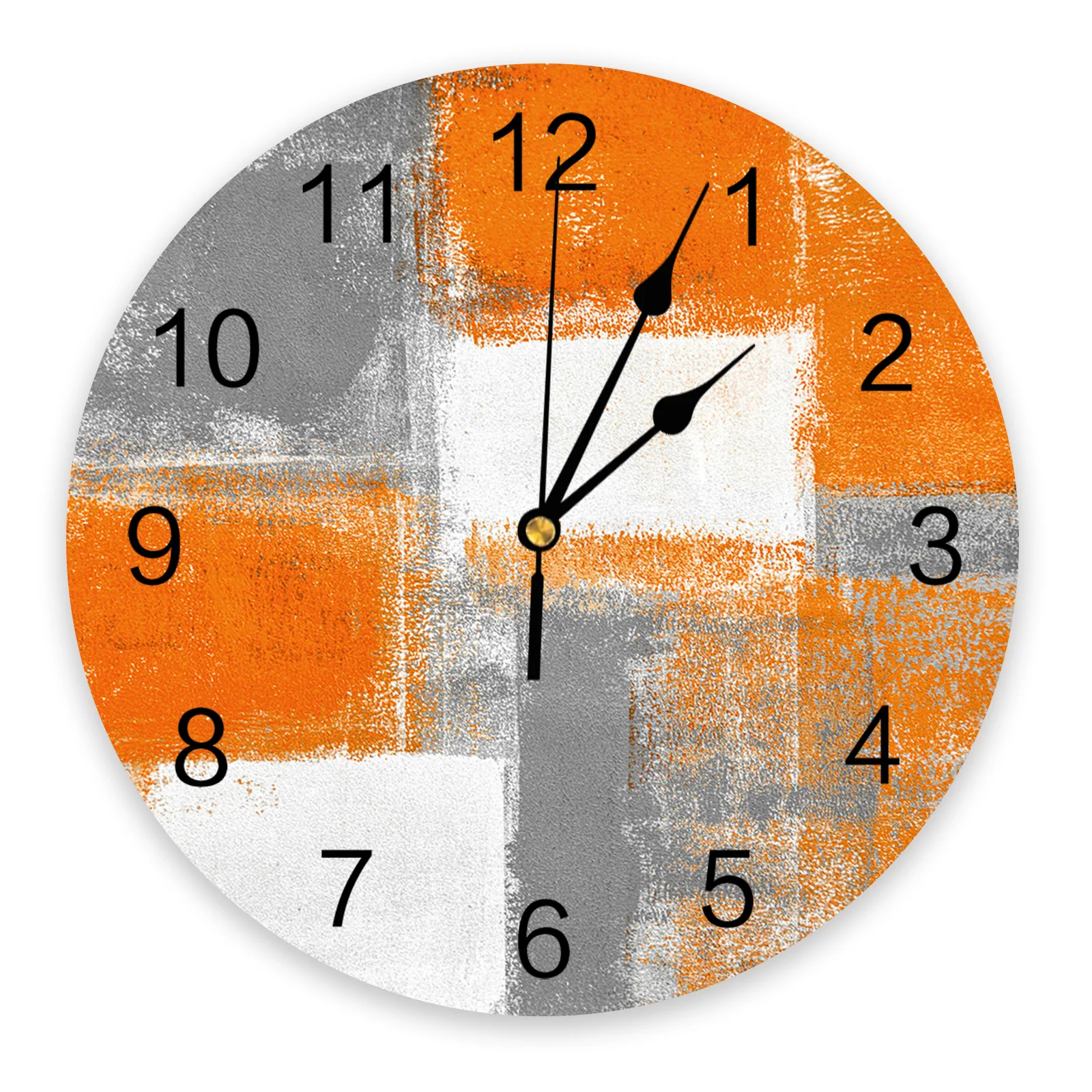 Oil Painting Geometric Orange Bedroom Wall Clock Large Modern Kitchen Dinning Round Wall Clocks Living Room Watch Home Decor