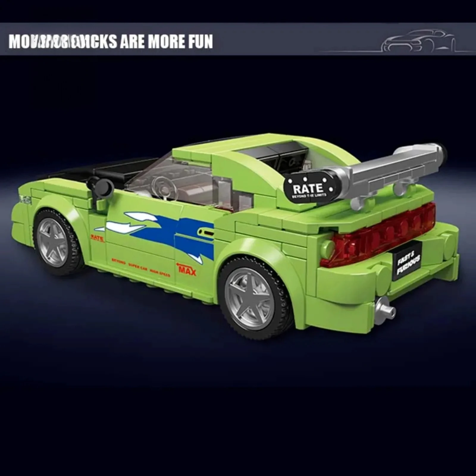 Mould King 27033 338 Stück Rennwagen-Modellbausteine-Set mit Acryl-Vitrine, STEM, pädagogisches Ziegelspielzeug, Geschenk für Kinder