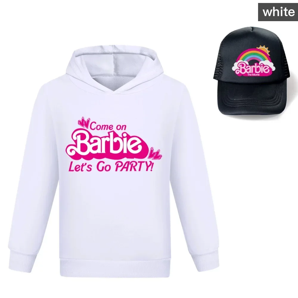 Miniso Barbie De Film Perifere Tweedimensionale Kinder Kawaii Heren En Dames Sweatshirt Met Capuchon + Hoed Zonnehoed