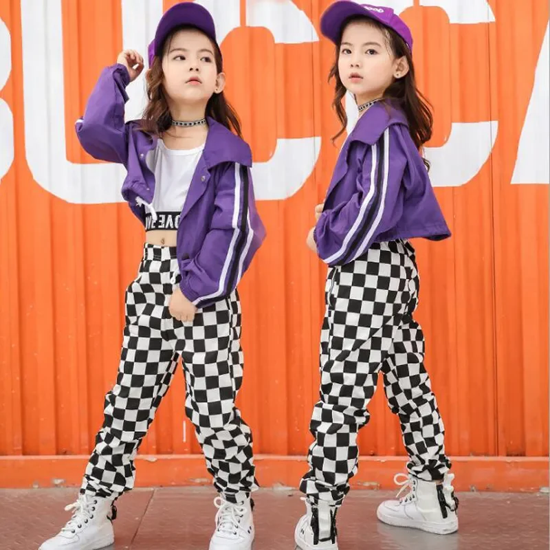 Suits Girls Crop Tops Pants Ballroom Dancing Stage wear Outfits Kids Hip Hop Performance Clothing Clothes Jazz Dance Costumes