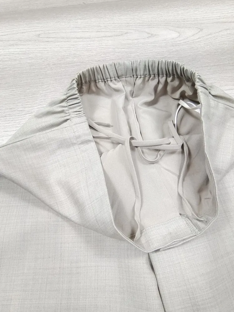 Autunno nuovi pantaloni da abito in misto lana da donna allentati modello diagonale ad alta densità busin casual gamba dritta a vita media pantaloni lunghi...