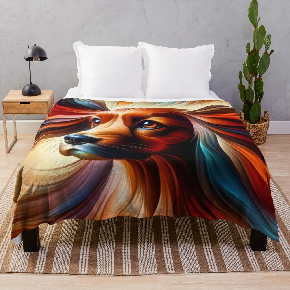 

Cyrus, the Sun Ruler - Cocker Spaniel in Color Splendor Throw Blanket Hairys for winter Decoratives Blankets