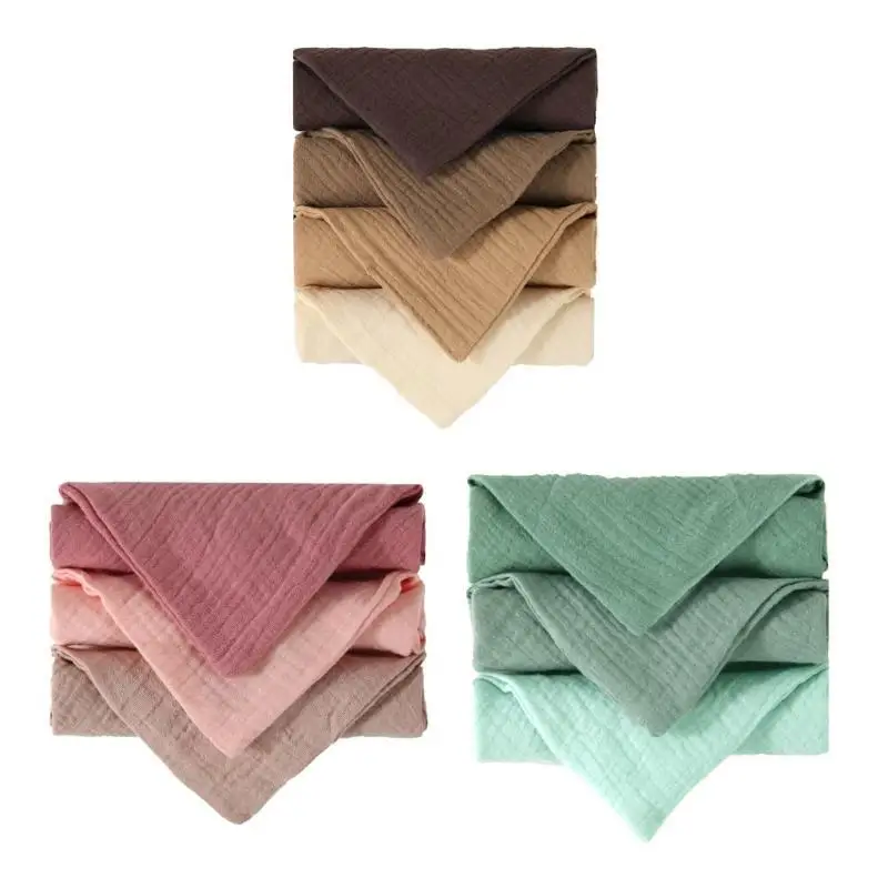 

U13F 4Pcs Wipe Towel 4 Layers Face Towel Breathable Square Towel Washcloths Nursing Towel for Toddlers Drool Bibs Burp Cloths