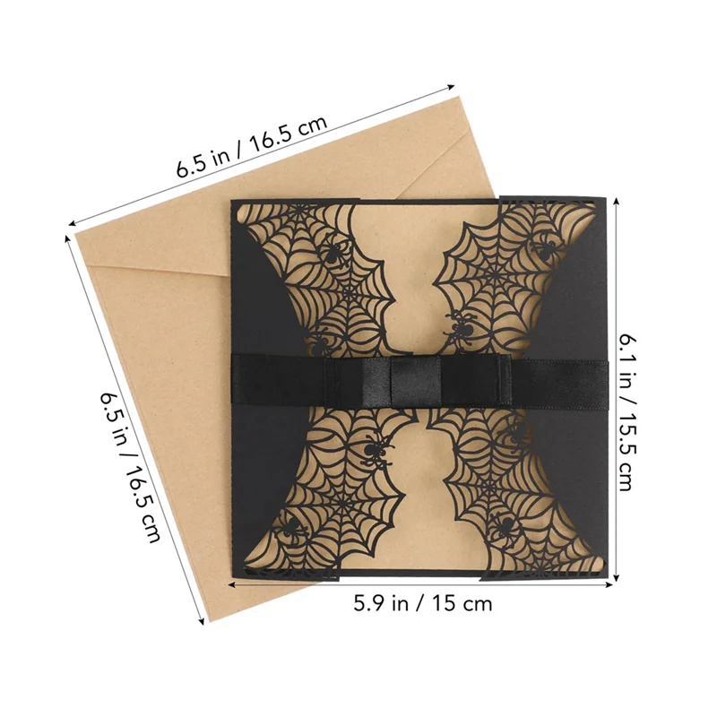 noir-a64z-50-pieces-cartes-d'invitation-de-fete-d'horreur-creuse-cartes-de-conception-de-toile-d'araignee-avec-nœuds-papillon