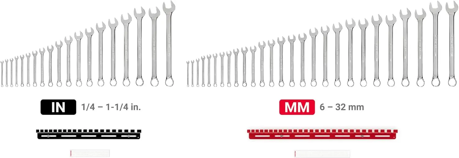 Combination Wrench Set with Wall Hanger, 46-Piece (1/4-1-1/4 in., 6-32 mm)