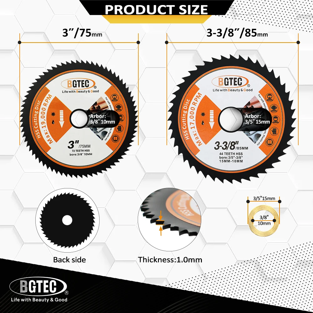 BGTEC Dia75/85mm 1pc Superthin Cutting Disc HSS Soft Metal Cutter Copper Pipe Aluminum Wood Mini Grinder Bore10mm Saw Blade