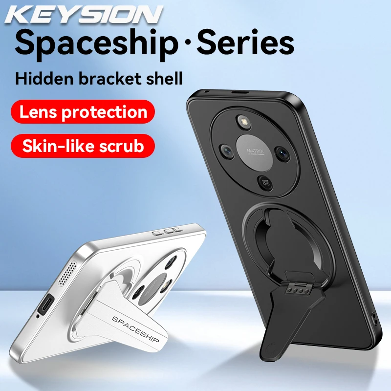 

KEYSION Magnetic Phone Case for HONOR X9d 5G X9c Smart Metal Paint Upright Kickstand Shockproof Cover for Honor Magic8 7 Lite 5G
