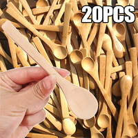 20/10/5Pcs Wooden Spoon Heat Corrosion Resistance Kitchen Natural Wood Soup Tableware Cooking Honey Coffee Spoon Mixing Spoon