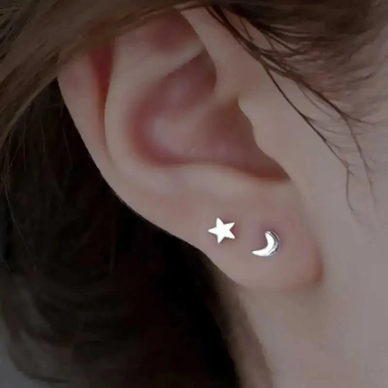 1PC Titanium Steel Tragus Piercing Heart 16G Ear Moon Star Stud Pircing Nariz Conch Cartilage Helix Earrings Labret Jewelry