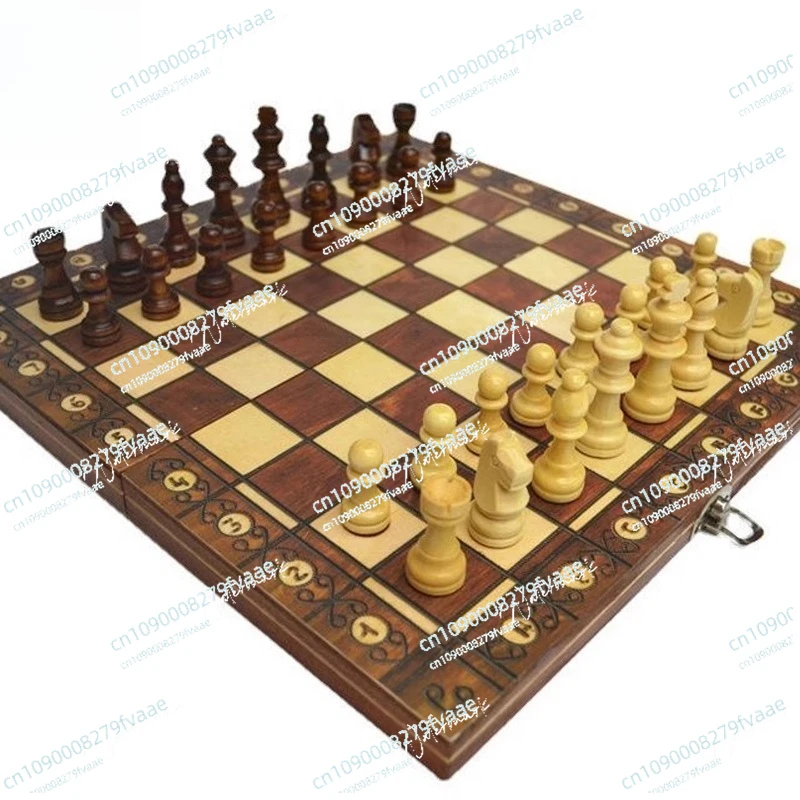 

Chess with magnetic high-grade solid wood folding board