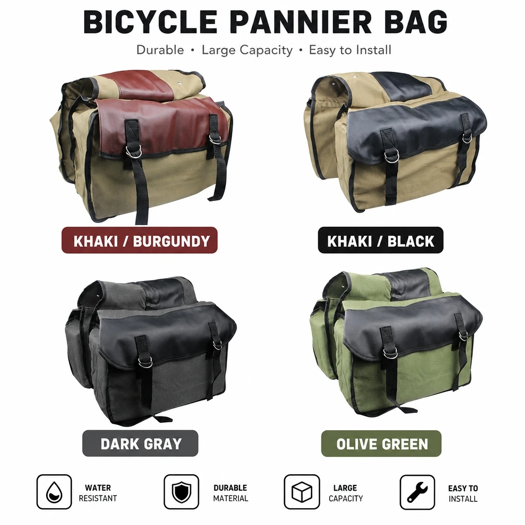 Universal Motorcycle Rear Seat Saddlebag Durable Canvas Side Storage Pouch For Daily Commute And Road Trip