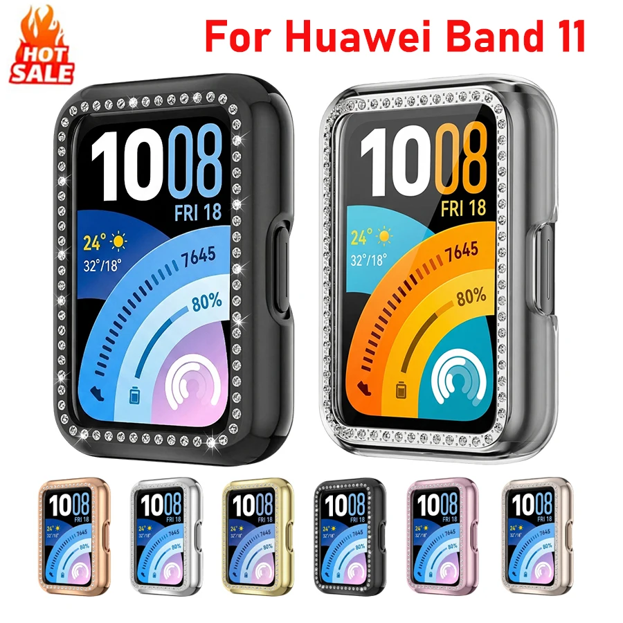 

Diamond Case for Huawei Band 11 smartwatch Accessories All-Around Hard Hollow PC Bumper Frame shell Cover for Huawei Band11 case