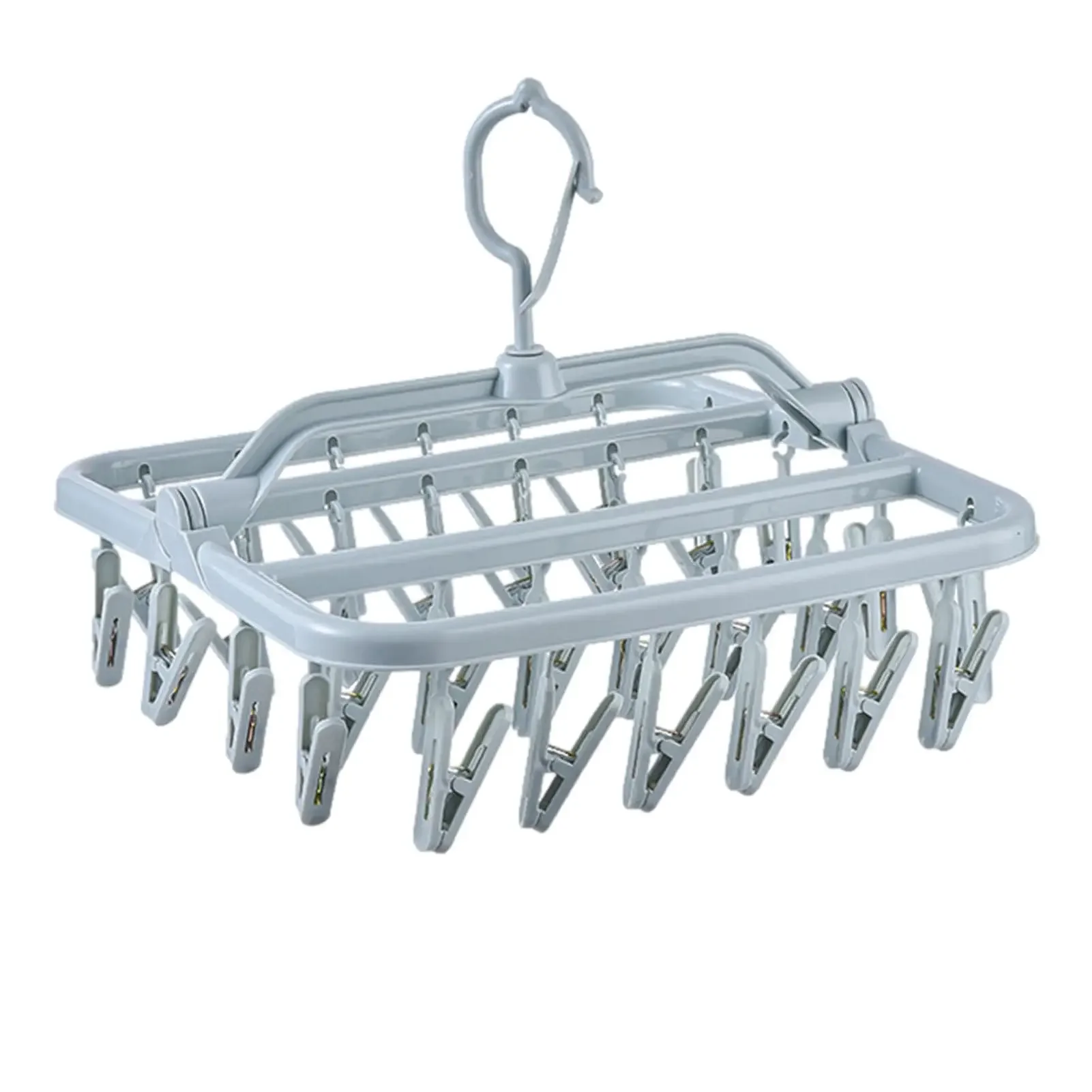 

Foldable Drip Hanger with 32 Clips - Plastic Hanging Drying Rack for Clothes Underwear Socks