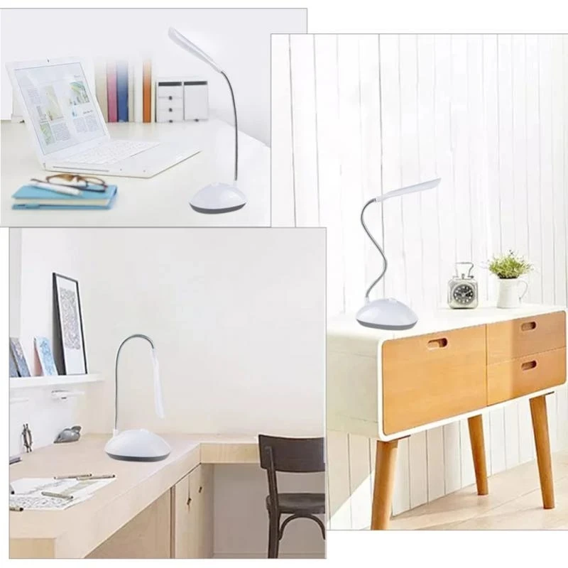 Battery Powered LED Desk Lamp Office Bedroom 360 Degree Rotation Adjustable Gooseneck Hose Eye Protection Reading Night Lights