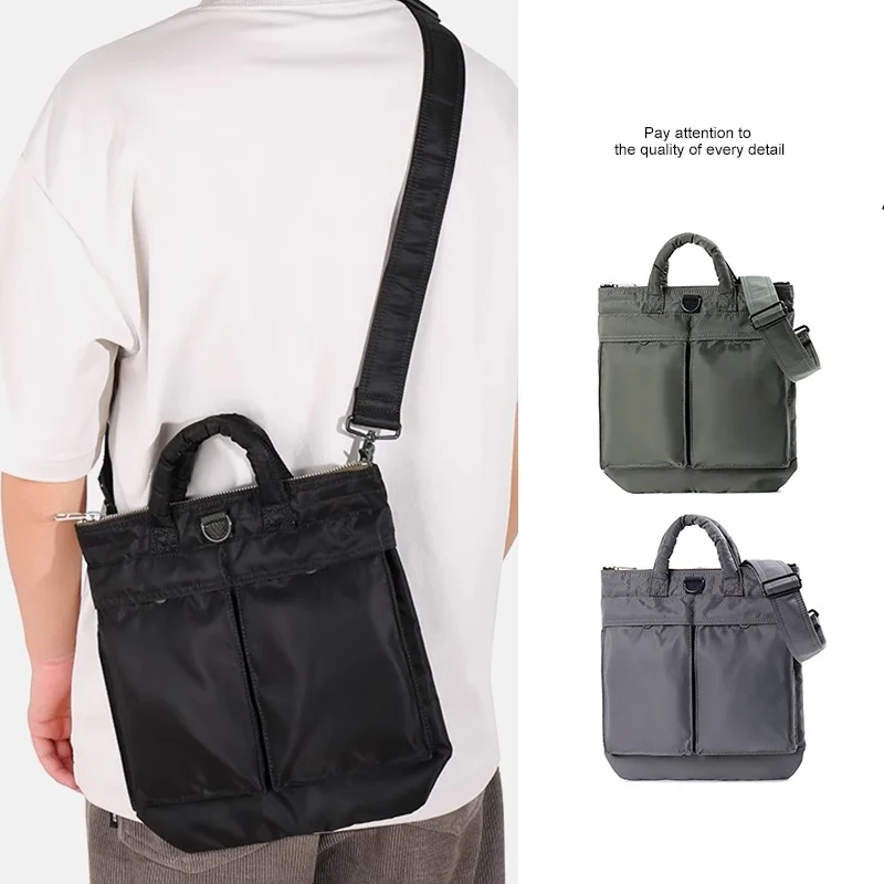 

Водонепроницаемая квадратная модная сумка на молнии, повседневная сумка через плечо из нейлоновой ткани, однотонная, для молодых мужчин, с мягким плечевым ремнем