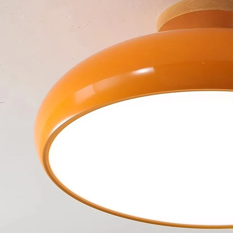 Vintage LED Wooden Ceiling Light Nordic Orange PVC Round Luminaire Living Room Bedroom Dining Room Corridor Indoor Decor Fixture