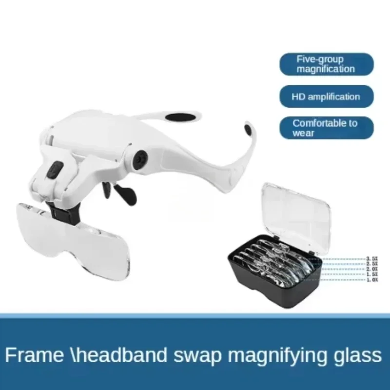 Headgear Magnifier with Multi HD Lenses, 5 Magnification Levels (1.0X, 1.5X, 2.0X, 2.5X, 3.5X) for Reading & Repairing Tasks