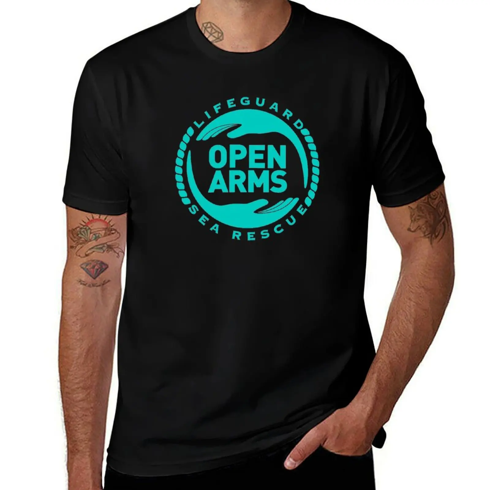 Open Arms Guardiola humanitarian lifeguard sea rescue T-Shirt Active Sports Short Sleeve Cotton Shirt T-Shirt