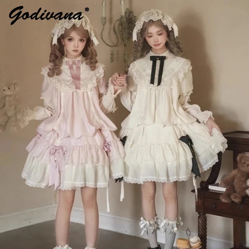 فستان الأميرة الأنيق للسيدات على طراز المحكمة الفرنسية للربيع والخريف الجديد للفتيات بأكمام طويلة فساتين لوليتا رومانسية حلوة #3