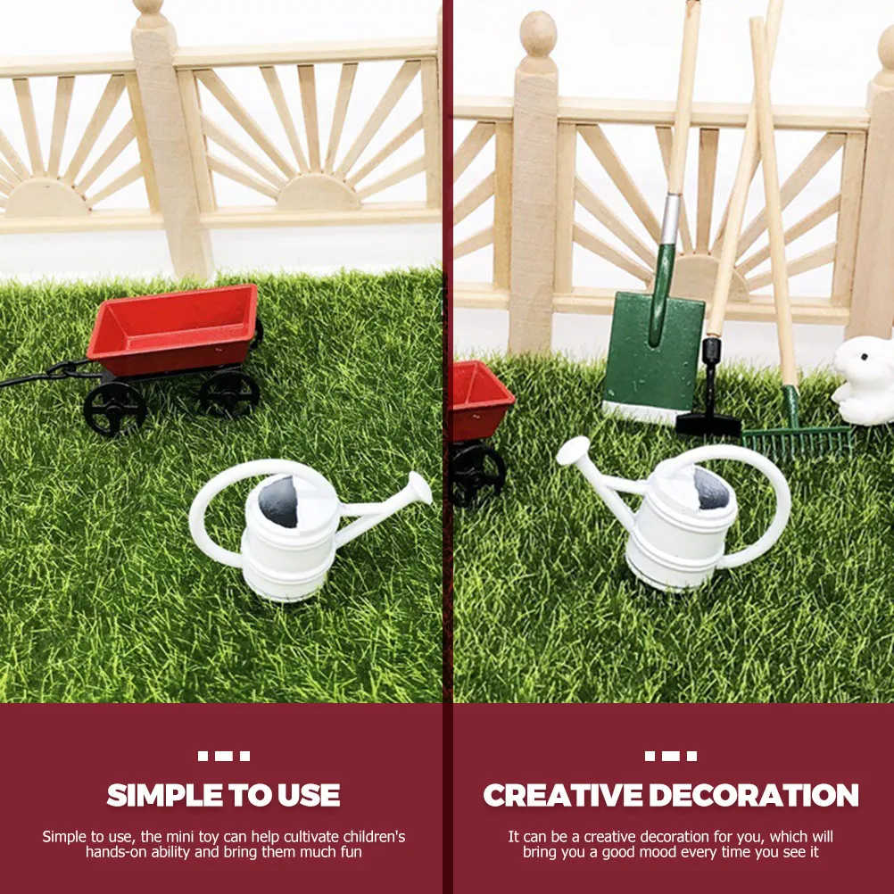 1Set Mini Garden Decor Accessory for Mini Gardening Tool Realistic Iron Wood Micro Garden Scene Play Creative Gift