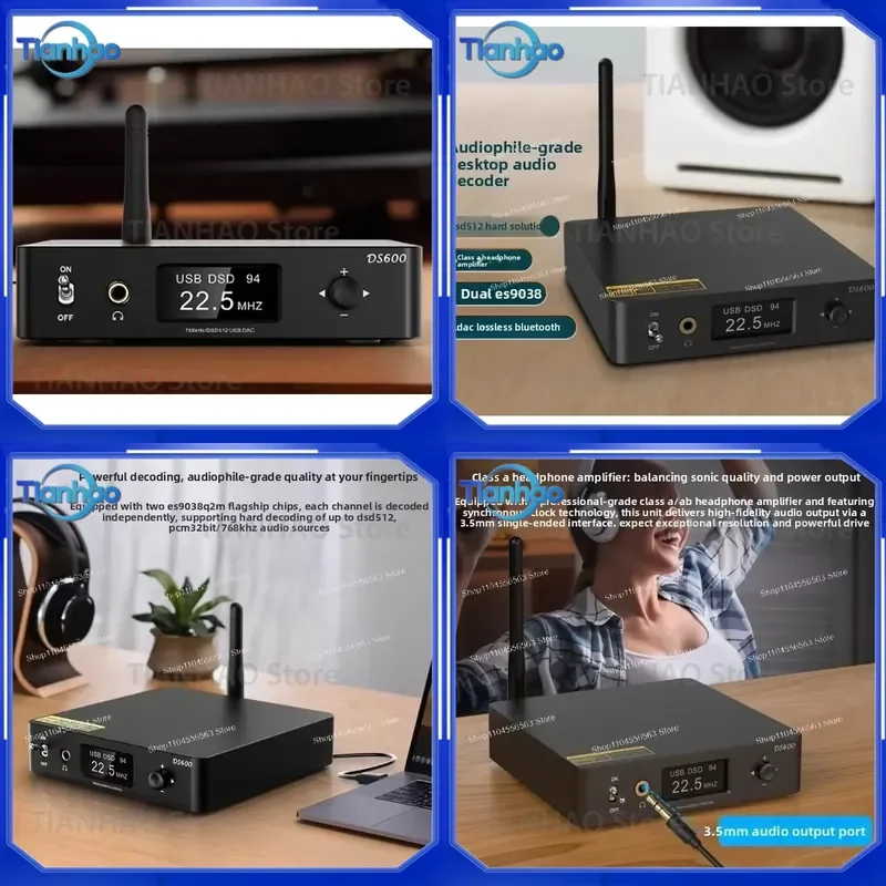 for HiFi DAC Audio Amplifier DS600 USB Coaxial Optical Input Digital to Analog Converter High Fidelity Sound System Home