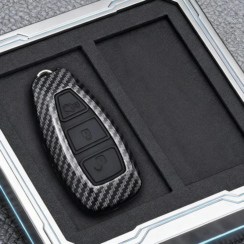 3-Tasten-Schlüsselhülle für Ford Focus 3 4 ST Mondeo MK3 MK4 Fiesta Fusion Kuga Ecosport, ABS-Kohlefaser-Stil Autoschlüssel-Etui – Detail 4